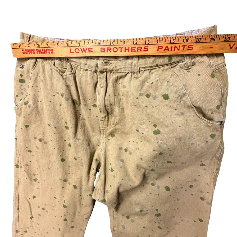 Parish Nation Mens Tan Paint Splatter Denim Pants Tapered Streetwear Size 36x31 - Picture 5 of 12